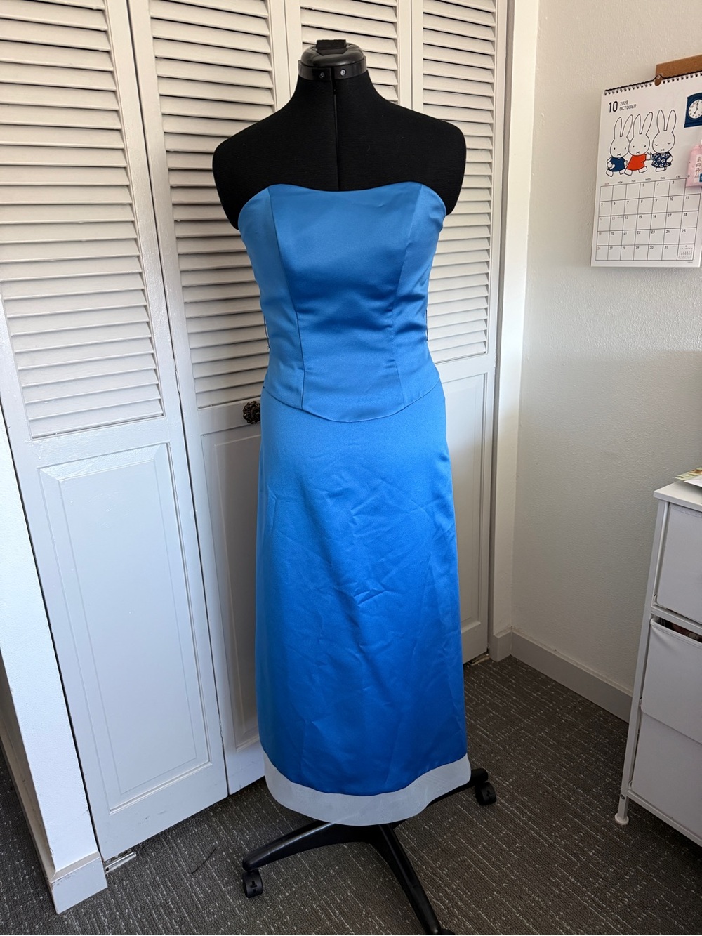 Raylia Designs Strapless Blue Evening Gown
